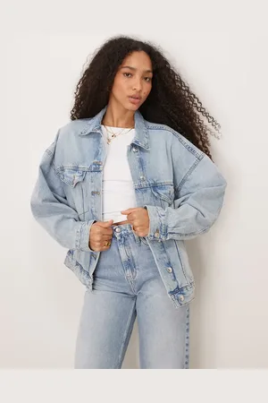 Gina Tricot Denim oversized boyfriend jacket in light wash blue