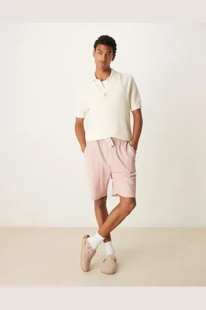 ASOS Oversized waffle shorts in pink