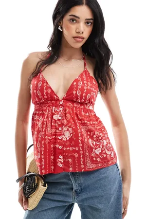 Hollister Halterneck open back sleeveless top in print