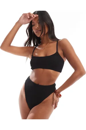 ASOS Petite Amy Mix and Match crinkle high leg high waist bikini bottoms in