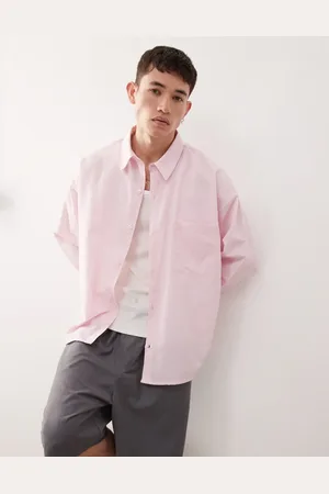 Reclaimed Long sleeve boxy shirt in pinstripe