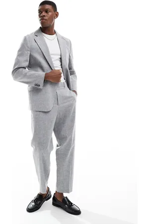 ASOS Relaxed tapered fit suit pants with linen and cotton in