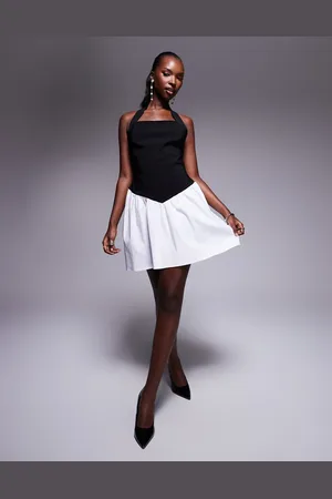 Vesper Bengaline halterneck mini dress in -Multi