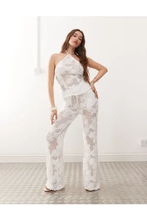 Amy Lynn Cici wide leg flare crochet pants in (part of a set)