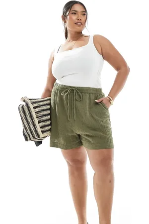 New Look New Look Curve double cloth short in khaki-Green
