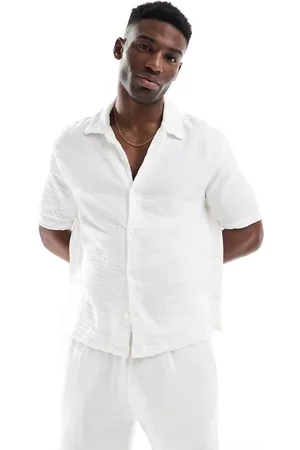Bershka Textured revere collar shirt in (part of a set)