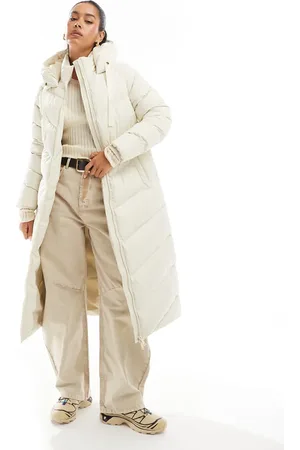 Threadbare Full length hooded puffer in -White
