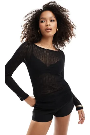 Object Textured top with fluted sleeves in
