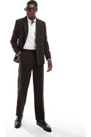 ASOS Wool blend straight leg suit pants in brown
