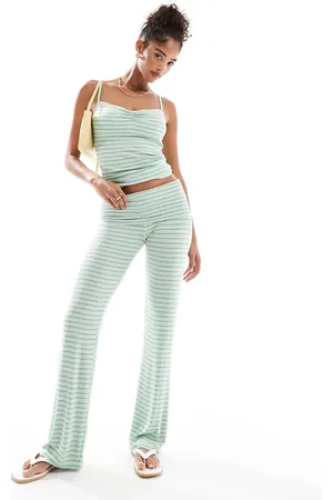 Cotton On Cotton On Sleep Recovery striped roll-waist lounge pants in green (part of a set)