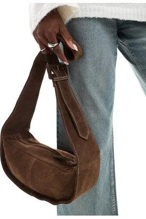ASOS Suede sling crossbody bag in chocolate-Brown