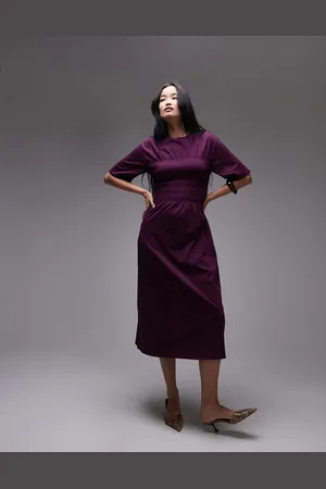 & OTHER STORIES Jersey midaxi dress with ruche corset detail in -Red