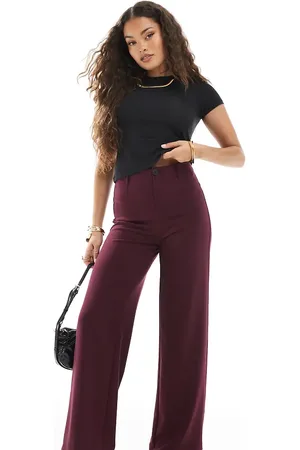 Bershka Petite high waisted tailored pants in
