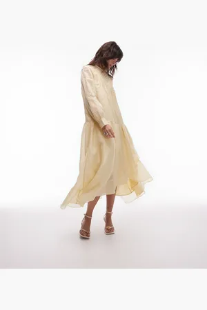& OTHER STORIES Textured volume maxi dress with lace detail and tiered ruffles in -Neutral
