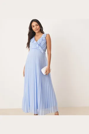 ASOS ASOS DESIGN Maternity frill wrap detail pleated midi dress in -Multi