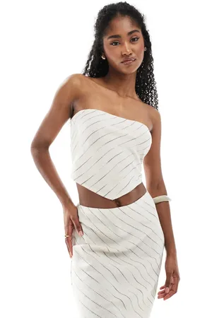 ASOS Linen blend scarf bandeau in natural (part of a set)-Multi