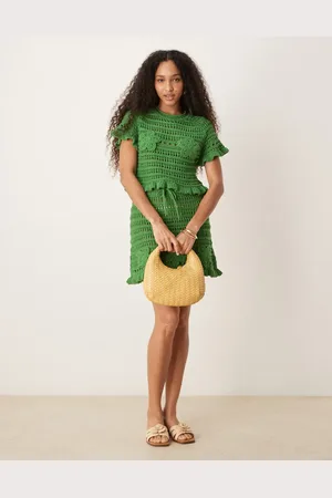 ASOS Co-ord open stitch mini skirt with crochet applique in -Green