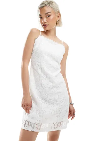 VERO MODA Square neck lace cami mini dress in white