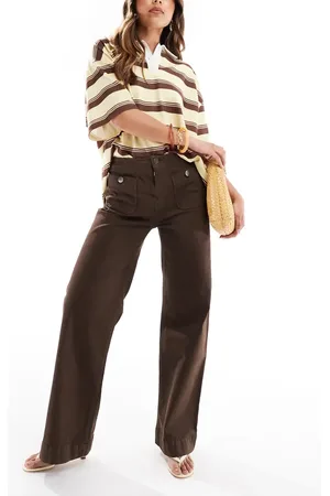 Stradivarius D77 button detail straight jeans in