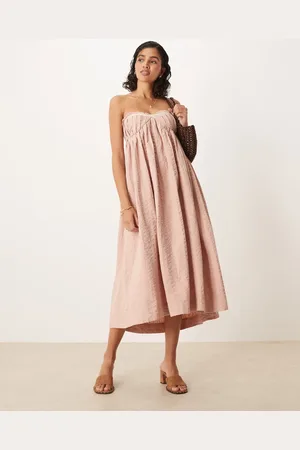 Free People Poppy box pleat detail midaxi dress in -Black