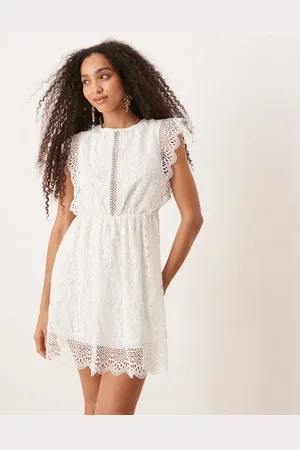 Gina Tricot Lace mini summer dress in white