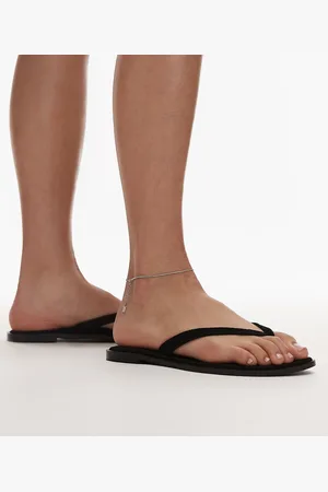 Topshop Jay suede toe thong flat sandals in