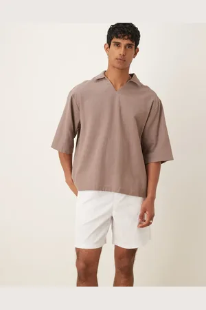 ASOS Textured shirt in sand-Neutral