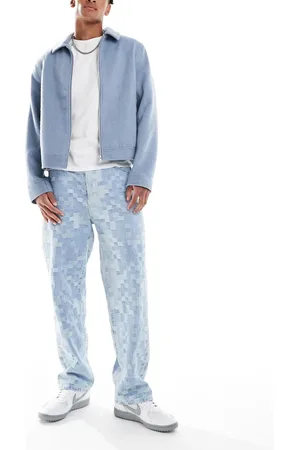 Pull&Bear Checkerboard baggy jeans in