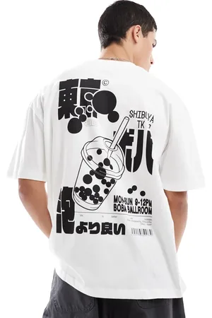 ASOS Oversized t-shirt with boba graphic in white