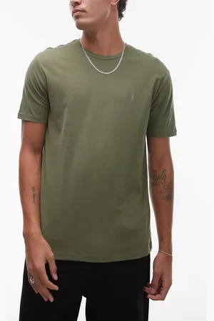 AllSaints Brace 3 pack brushed cotton t-shirts in white green black