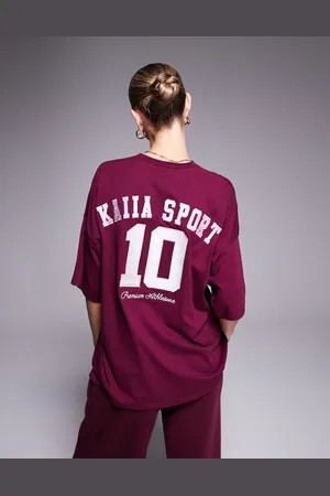 Kaiia Sport embroidered contrast logo oversized t-shirt in (part of a set)