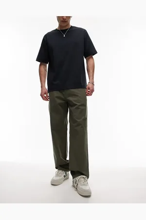 ARKET Heavy poplin pants with button front in khaki-Green
