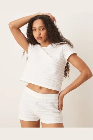 ASOS Scallop pointelle tee & shorts pyjama set in