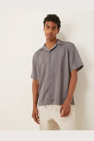 Abercrombie & Fitch Short sleeve brocade shirt in grey