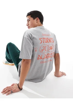 ASOS Oversized t-shirt with back text graphic in grey marl