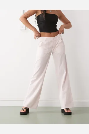 COLLUSION Y2k low rise linen mix cargo pants in pink