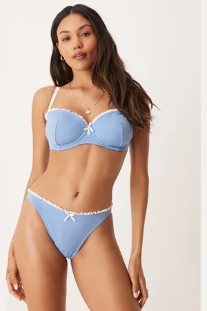 ASOS Imogen with white frill high waist high leg bikini bottom in
