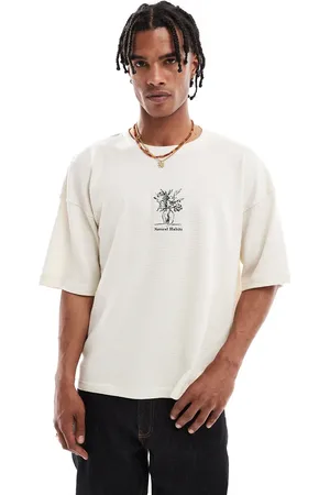 Pull&Bear Textured flower vase graphic t-shirt in