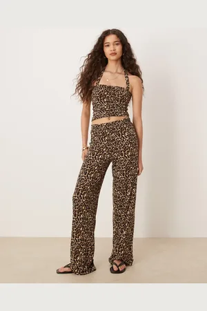 VILA Slinky jersey pants in leopard print (part of a set)-Multi