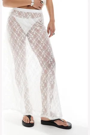 JJXX Midi lace skirt in white