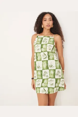 ASOS Slash neck shapeless mini dress in -Multi