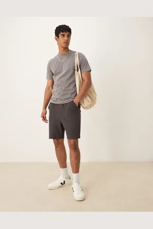 ASOS Oversized waffle shorts in washed black