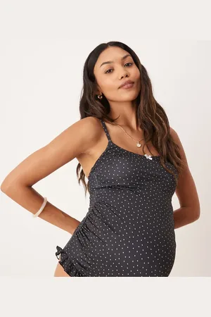 ASOS Maternity Gerri scoop swimsuit in black spot