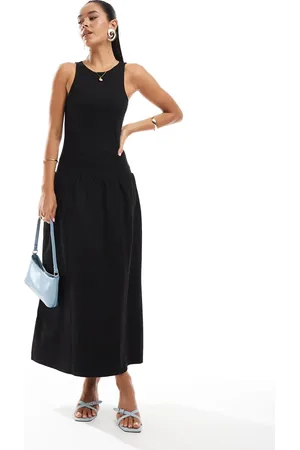 4th & Reckless Sleeveless racerneck drop waist midaxi dress in