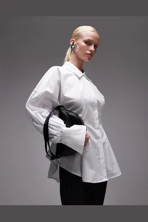 ASOS Poplin cinch back buckle detail shirt in