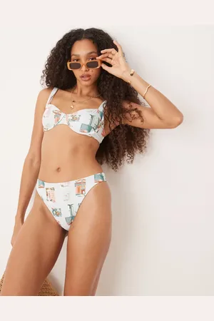 Abercrombie & Fitch Mid rise bikini bottom in postcard print (part of a set)