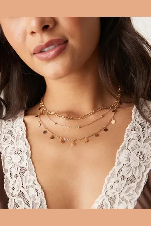 DesignB London Multi-row disc necklace in tone