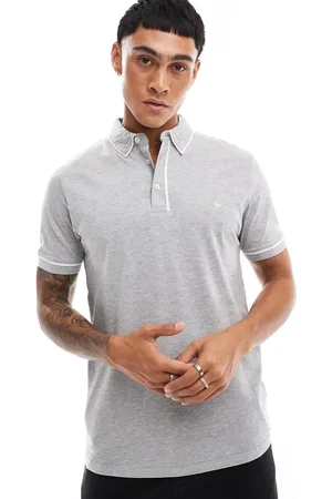 French Connection French Connection piping polo in light grey melange
