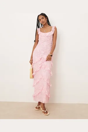 Pretty Lavish Ruffle jacquard maxi dress in