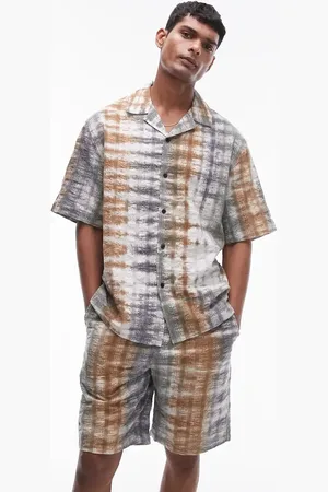 Topman Short sleeve tie dye seersucker shirt in (part of a set)